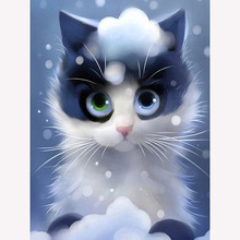 5D DIY pintura de diamante de dibujos animados lindo gatito completo cuadrado/redondo bordado de diamantes gato punto de cruz Rhinestone mosaico Decoración 2024 - compra barato