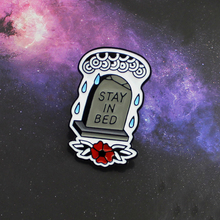 Tombstone Stay in bed Brooch Sky Raindrop Flowers Gravestone Enamel Brooch Leather Coat Badge Family and Friends Jewelry Gifts 2024 - buy cheap