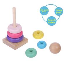 Warm Color Rainbow Stacking Ring Tower Stapelring Blocks Wood Toddler Baby Toys 2024 - buy cheap