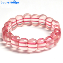Atacado braceletes de cristal natural rosa cordão de mão sorte para mulheres beleza única linhas hibisco pedra joias fileira de mão 2024 - compre barato