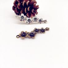 Pingentes de flor de ameixa, pingente de flor da liga metálica 5 peças para pulseiras, colar artesanal faça você mesmo, brinco, pulseira, fabricação de jóias 2024 - compre barato
