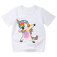 Printing T-shirt Boys Girls Shirts Dabbing Unicorn T shirt Kids Tops Baby Girls Boy Short Sleeve clothing 2024 - buy cheap