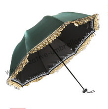 Mini sombrilla plegable con recubrimiento Anti-UV para mujer, parasol de encaje de bolsillo, 5 veces, color verde, UPF>50, 4 unidades por lote 2024 - compra barato