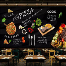 Papel tapiz 3d personalizado, mural negro pintado a mano, tienda de pizza italiana, restaurante occidental, Fondo de pared, material impermeable avanzado 2024 - compra barato