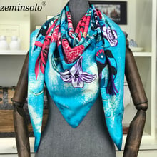 100% Silk Scarf Women Large Shawls Stoles Floral Print Square Scarves Echarpes Foulards Femme Wrap Bandanas Scarves 130*130cm 2024 - buy cheap