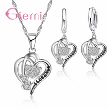 Vintage Show love Gifts 925 Sterling Silver Jewelry Sets Pave Micro Crystal Pendant Necklace Hoop Earring For Girlfriend 2024 - buy cheap
