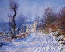 Gift custom Landscape Painting Road to Giverny in Winter by Claude Monet High Quality Hand painted 2024 - buy cheap