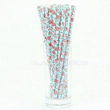 100pcs Rose Garden Flower Paper Straws Teal,Floral Paper Drinking Straws,Wedding Tea Party Shabby Birthday Baby Shower Bridal 2024 - buy cheap