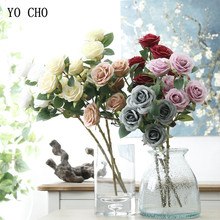 Mini ramo de peonías artificiales de seda, 5 cabezas de YO CHO, rosa blanca, hojas falsas, decoración Floral para fiesta en casa y boda 2024 - compra barato