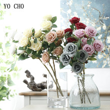 YO CHO 5 heads Silk Artificial Peony Flower Mini Rose White Autumn Peonies Bunch Fake Leaf Wedding Home Party Decoration Floral 2024 - buy cheap