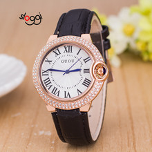 Guou relógio de pulso de couro genuíno feminino, relógio ponteiro quartz esportivo 2024 - compre barato