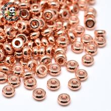500pcs 4x2mm Environmental Brass Flat Round Loose Bead Spacers, Lead Free & Cadmium Free & Nickel Free, Rose Gold, Hole: 1mm 2024 - buy cheap