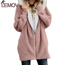 New Women Hoodies Zipper Girl Winter Loose Fluffy Hoodie Hooded Jacket Long  Warm Outerwear Coat Cute Sweatshirt Zip-up 5xl 2024 - buy cheap