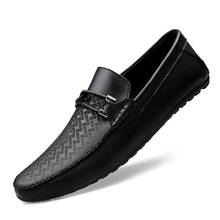 Men Casual Shoes Genuine Leather Slip on Comfortable Men Loafers Moccasins Black White Flats Male Driving Shoes Soft 2024 - buy cheap