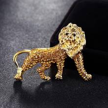 Fashion New lion animal brooches for men's jewelry Yellow white color rhinestone crystal Vintage Pin Brooch bouquet men brooch 2024 - buy cheap