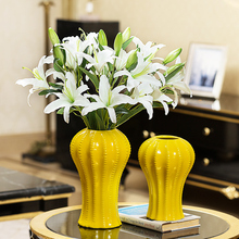 Creative Ceramic vase Ornament yellow Porcelain Tabletop flower vases for centerpieces for weddings  home decoration accessories 2024 - buy cheap