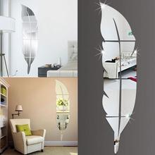 mirror sticker acrylic decoration Removable Feather Mirror Wall Stickers Decal Art Vinyl Home Room Decoration DIY   4.13 2024 - buy cheap