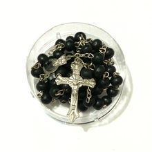 wholesale 12pcs/lot mix color Black  Wooden Beads Rosary Necklace Virgin Mary & Jesus Connector Wood Cross free ePacket ship 2024 - buy cheap