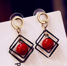 Statement Geometric Red Simulated Pearl Drop Earrings For Women Bijoux New Fashion Jewelry Gifts 2024 - buy cheap