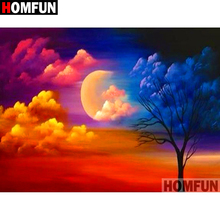 Homfun 5d diy pintura diamante quadrado completo/broca redonda "árvore lua" 3d bordado ponto cruz presente decoração para casa a10031 2024 - compre barato