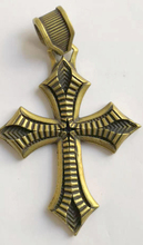 Delicate Old-style Brass Carved Cross Statue Auspicious Pendant 2024 - buy cheap
