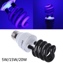 Lâmpada e27 uv fluorescente, luz ultravioleta para economia de luz negra, cfl 5/15/20w, espiral, 220v, nm 2024 - compre barato