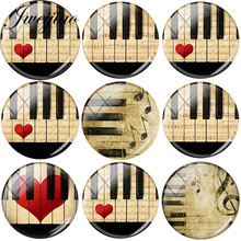 JWEIJIAO Piano Keys Clip Art Red Heart Musical Note Glass Cabochon Pattern Dome Demo Flat Back DIY Jewelry Accessories 2024 - buy cheap