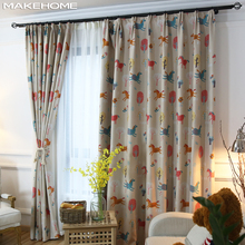 Cute Horses Window Blackout Curtains for Kids Bedroom Living Room Cartoon Printed Drapes Curtains for Children Room 2024 - buy cheap