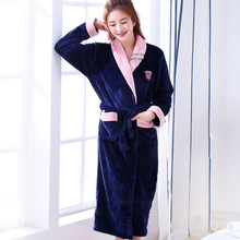 Китайский женский халат из кораллового флиса, кимоно, зимняя плотная теплая ночная рубашка, одежда для сна, Женская Повседневная Домашняя одежда размера плюс 3XL 2024 - купить недорого