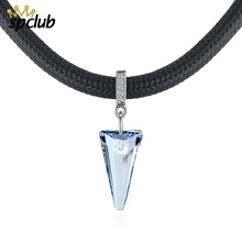 Colgante de Cristal Swarovski para mujer, Gargantilla gótica negra, collar de cuerda, collares de triángulo y colgantes 2024 - compra barato