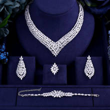 Luxury AAA cubic zirconia heavy necklace ,drop earrings ,bracelet and ring 4pcs dubai full wedding bridal jewelry set for woman 2024 - buy cheap