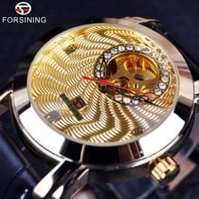 Forsining-Reloj de lujo dorado para hombre, cronógrafo de marca superior, automático, esfera pequeña, pantalla de diamantes, esqueleto 2024 - compra barato