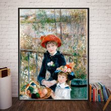 Arte de pared famoso de Dos Hermanas, Auguste Renoir, decoración del hogar, obra de arte para dormitorio, decoración de pared para oficina, póster impreso, decoración de pasillo, venta al por mayor 2024 - compra barato