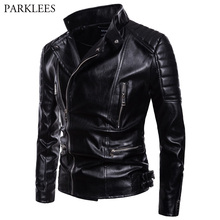 Men's Classic Police Style Motorcycle Leather Jacket 2018 Autumn New High Quality Pu Leather Jacket Coat Men Jaqueta De Couro 2024 - buy cheap