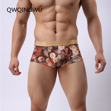 High Quality Men Boxers Shorts Mens Novelty Flowers Print Underwear Brand Sexy Fashion Boxers Underpants Low Waist Boxers 2024 - buy cheap