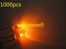 1000 шт 3 мм оранжевые круглые бесфланцевые яркие диффузные Светодиодные лампы светильник 2-контактный Оранжевый объектив 2024 - купить недорого