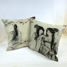 Kimono Two Japanese Girl Geisha Home Decorative Cotton Linen Pillow Case Cushion Cover 18'' 45CM 2024 - buy cheap