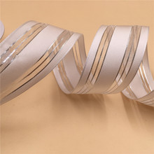 38mm X 25yards Wired White Satin Ribbon with Silver Lurex Stripes for Gift Box Wrapping  N2200 2024 - buy cheap
