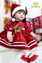 60cm  Silicone Reborn baby Dolls Toy Real alive toddler Girl  Princess  Doll red xmas dress child gift bebe reborn 2024 - buy cheap