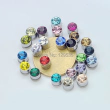 Fashion 5mm width titanium steel No pierced Women Men unisex Magnetic stud earrings Austrian crystal 24 colors 2024 - buy cheap