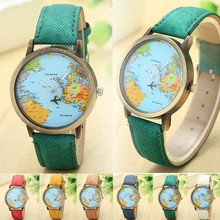 2018 de moda mundial de viajes por el mundo mapa tela banda reloj Casual de las mujeres pulsera reloj de cuarzo Relogio femenino regalo # W 2024 - compra barato