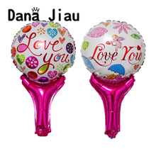 DanaJiau LOVE YOU red heart handstick balloon birthday party Greece romantic wedding decoration ball Rose red kids toy supplier 2024 - buy cheap