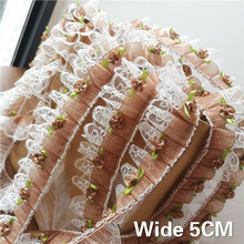 5CM Wide Luxury Coffee Pleated Chiffon Lace Fabric Sewing DIY Neckline Collar Applique Ruffle Trim Dress Guipure Supplies Border 2024 - buy cheap