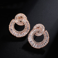 Famous brand zircon earrings for women/girl, Rose Gold colour luxury micro pave Cubic Zirconia stud earrings fashion jewelry 2024 - buy cheap