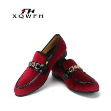 XQWFH Men Velvet Loafers Smoking Slipper Italian Men's Casual Shoes Men Party and Wedding Dress Shoes 2022 - buy cheap