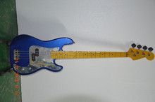 top quality QShelly custom blue sparkle metallic 4 strings Steve Harris Precision mirror pickguard P electric bass guitar 2024 - buy cheap