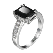 Genuine 925 Sterling Silver Ring with Black Cubic Zirconia For Women with stamp Wedding diamante Jewelry size 6-7-8-9-10 2024 - buy cheap