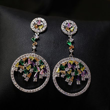 Buyee Mutli-color Stone Earring Women Trapezoidal Shiny Crystal 925 Sterling Silver Jewelry Earring For Women Fashion Jewelry 2024 - buy cheap