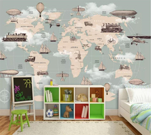 Papel tapiz personalizado, mural 3d de dibujos animados, mapa del mundo, Fondo de pared, sala de estar, dormitorio, habitación de niños, pintura decorativa, papel tapiz 3d 2024 - compra barato