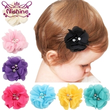 Nishine 10pcs/lot Kids Girls Chiffon Flower Hair Clips Children Hairgrip Flower Headwear Newborn Hair Accessories 2024 - buy cheap